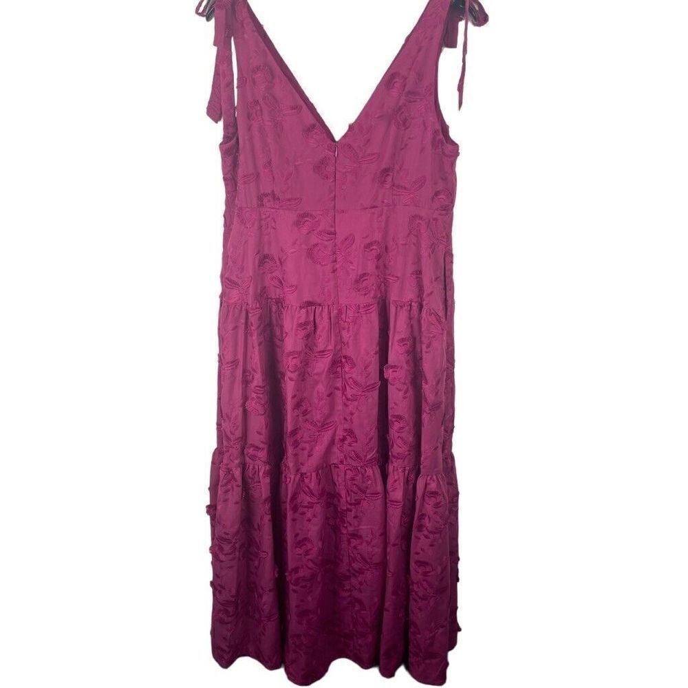 NWT MARCHESA NOTTE Pink Tie Strap Floral Maxi Dress Tiered Wedding‎ Size 14 $545 - Picture 5 of 12